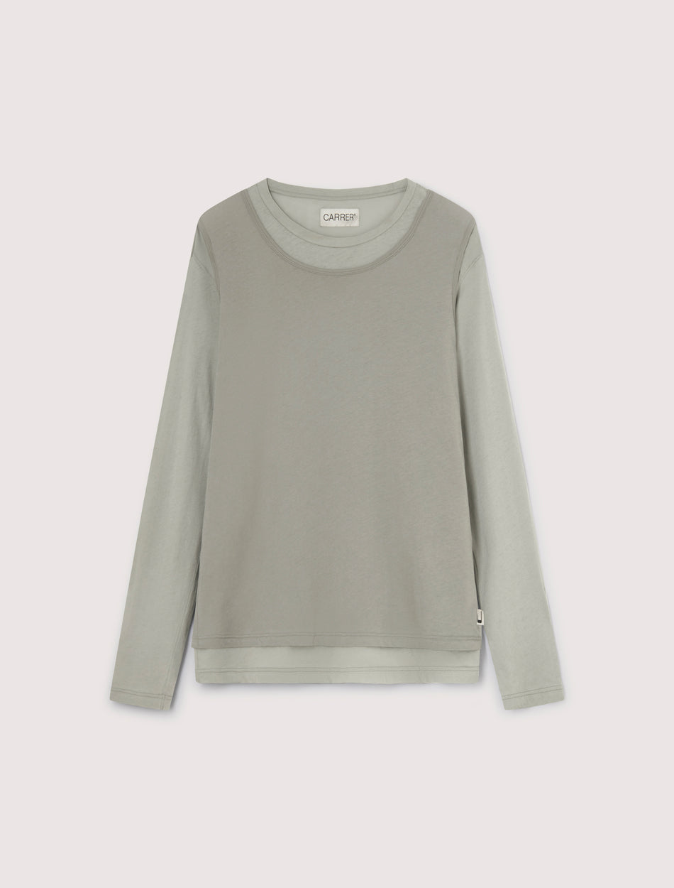 CARRER_DORIA DOUBLE LAYER T-SHIRT IN MINT GREY