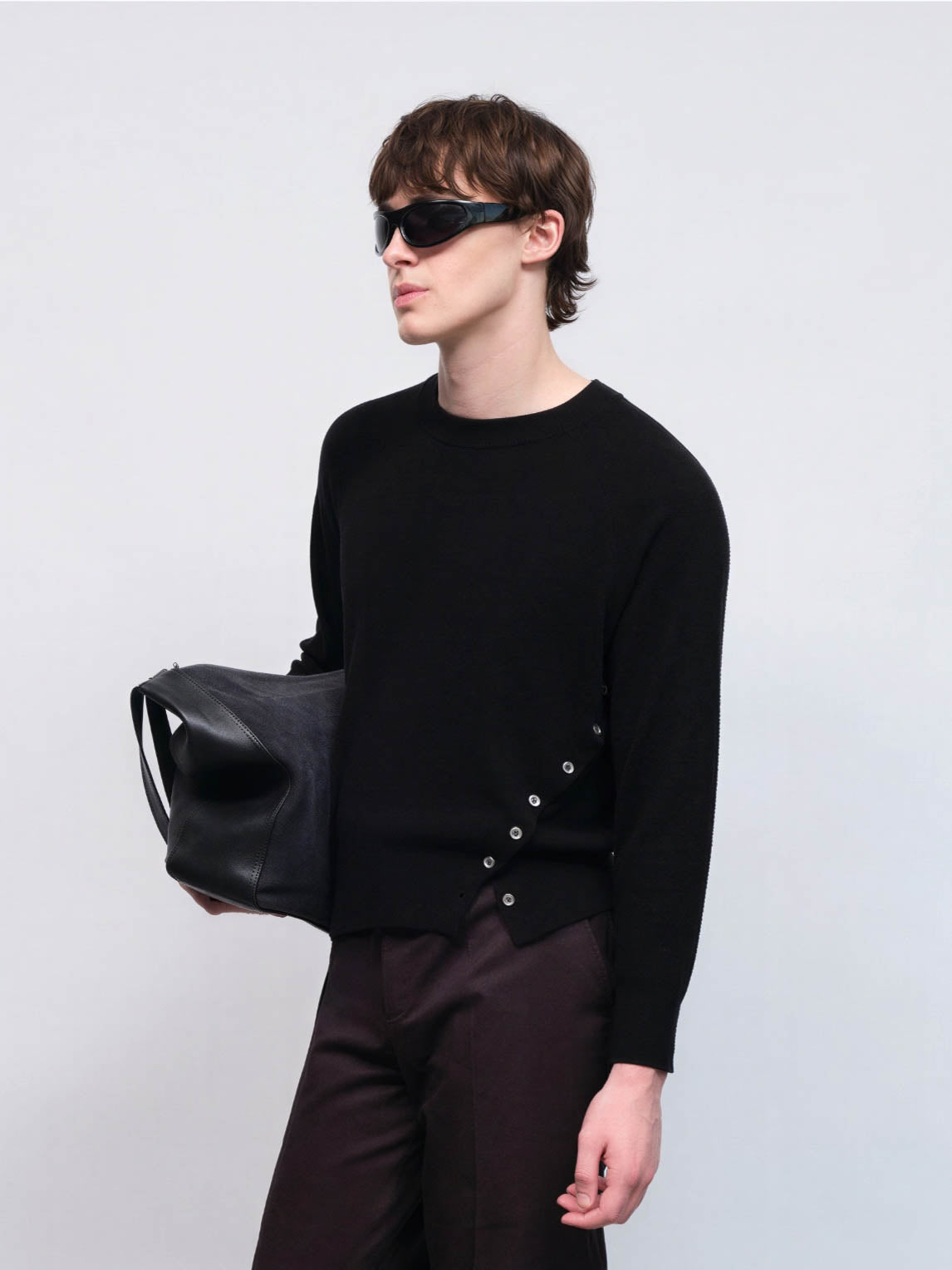 CARRER_RAIL KNIT CREWNECK IN BLACK