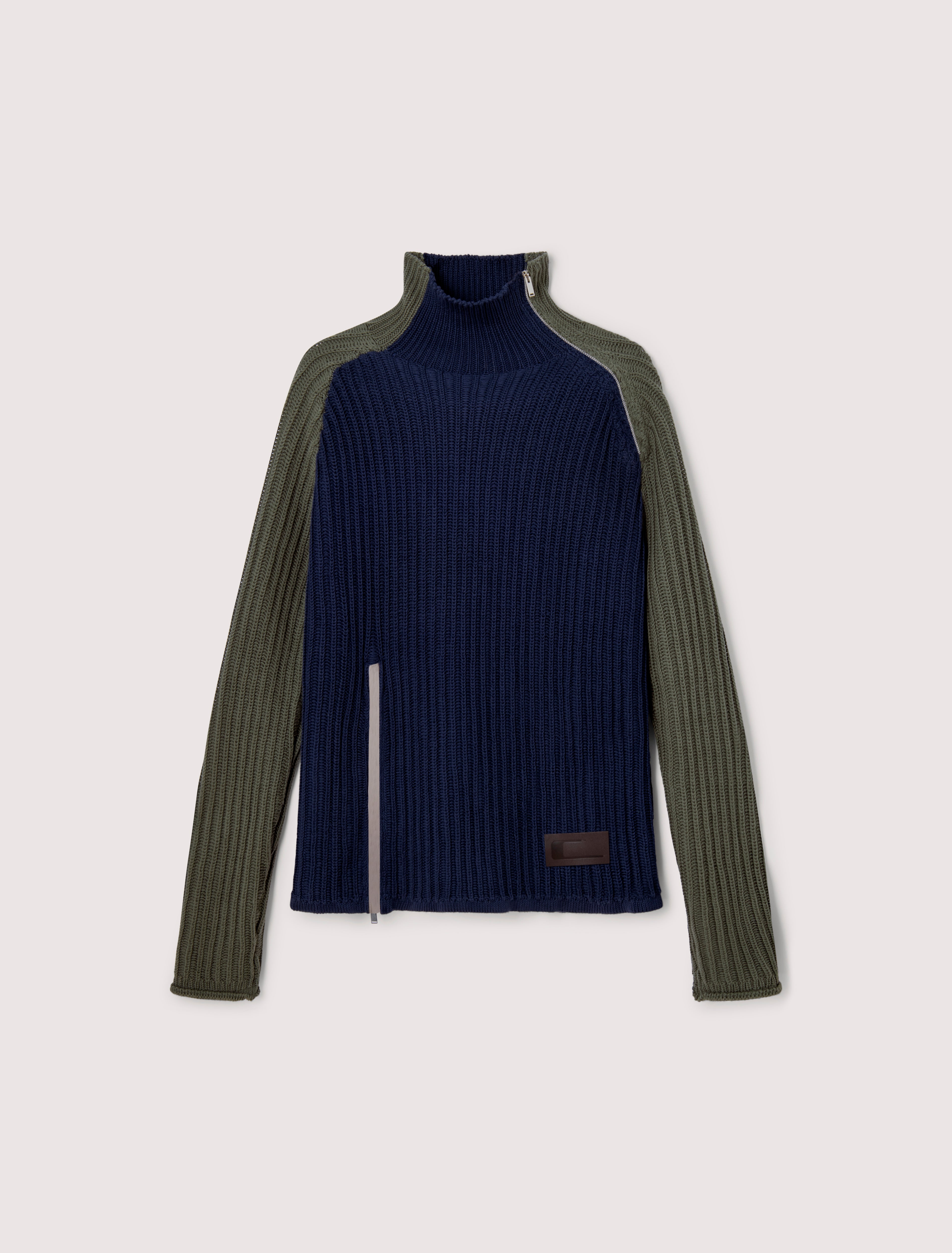 CARRER_REC KNITTED ZIP UP IN BLUE AND GREEN