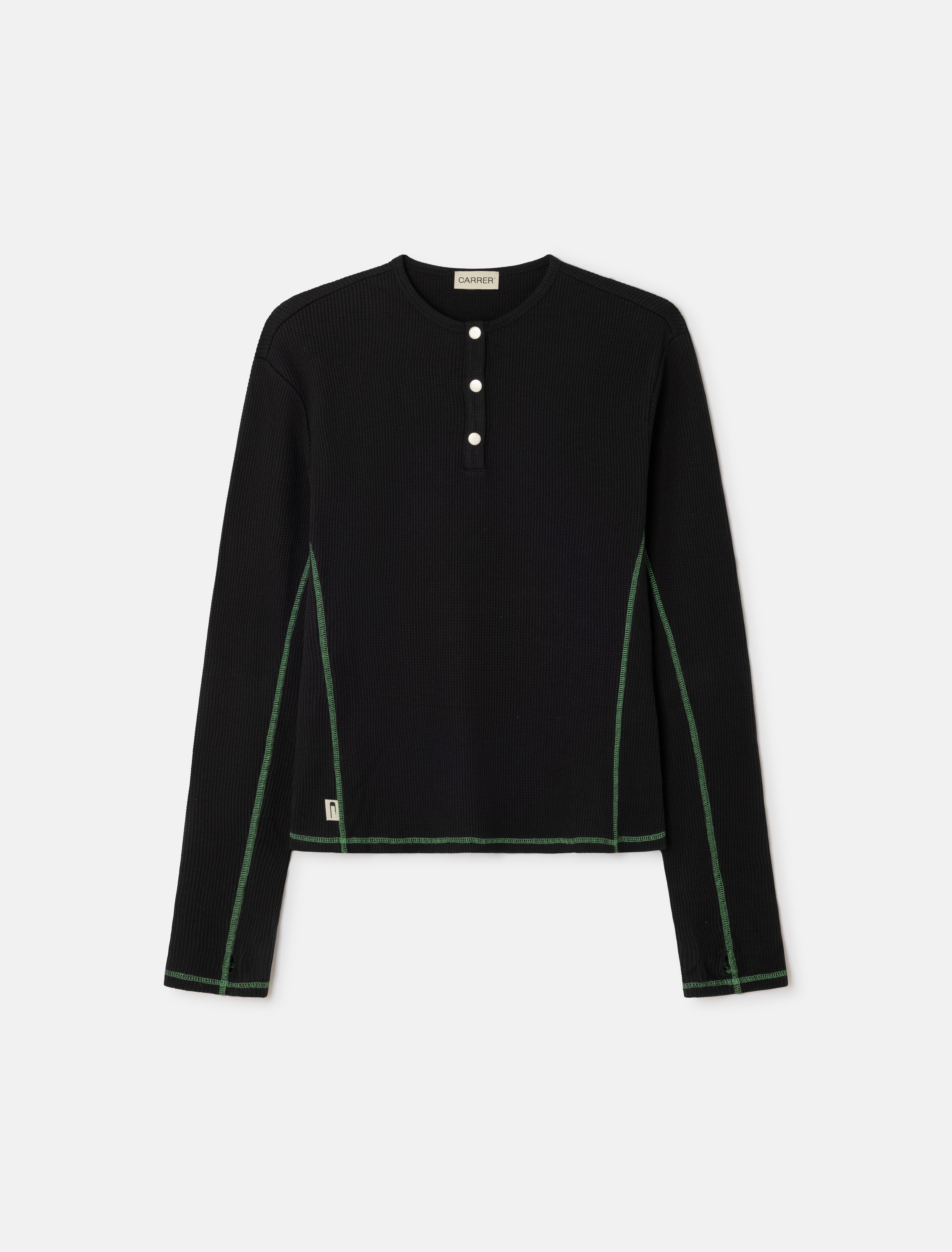 CARRER_LIS HENLEY IN BLACK & GREEN CONTRAST