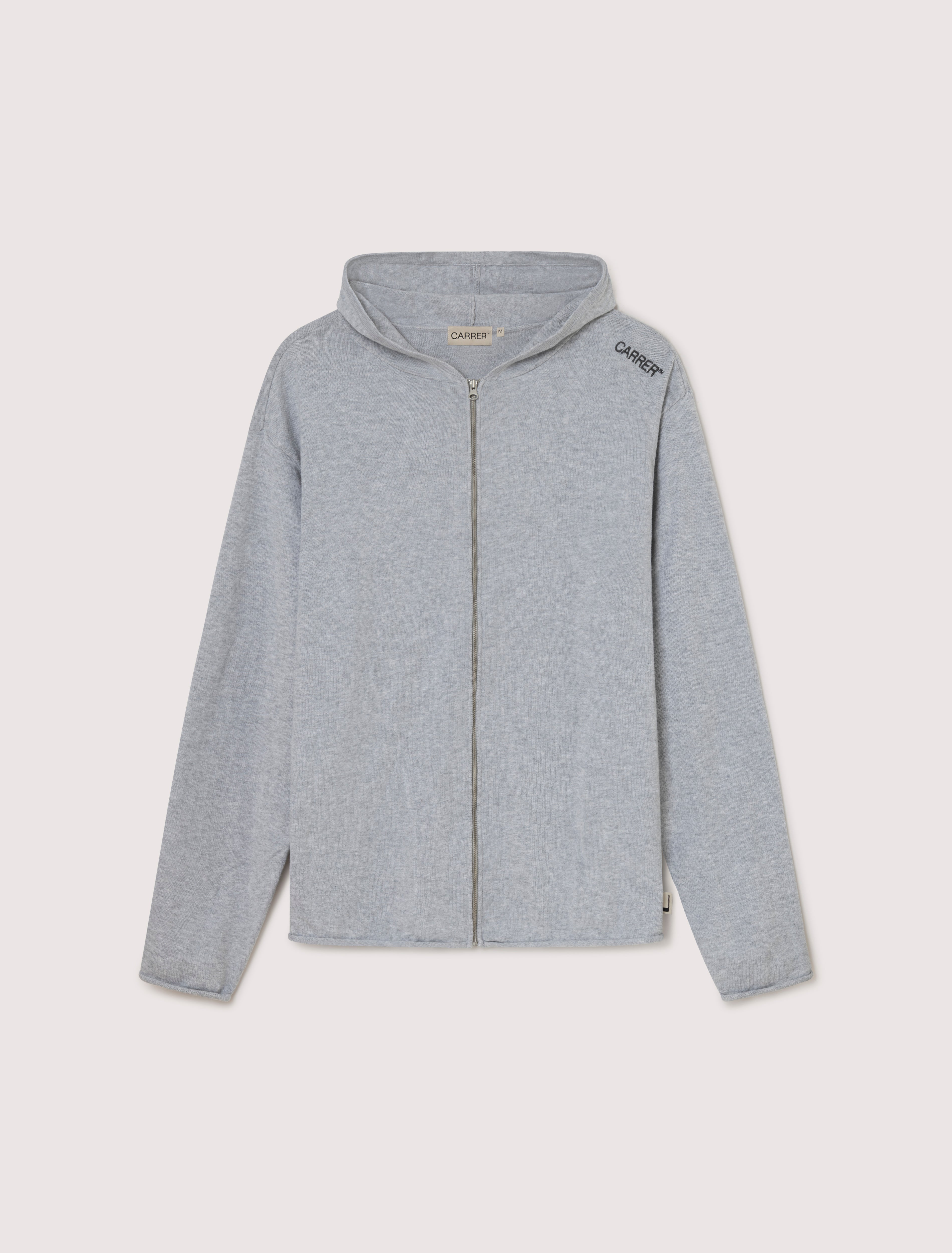 CARRER_LAKE LIGHT KNIT HOODIE IN LIGHT GREY